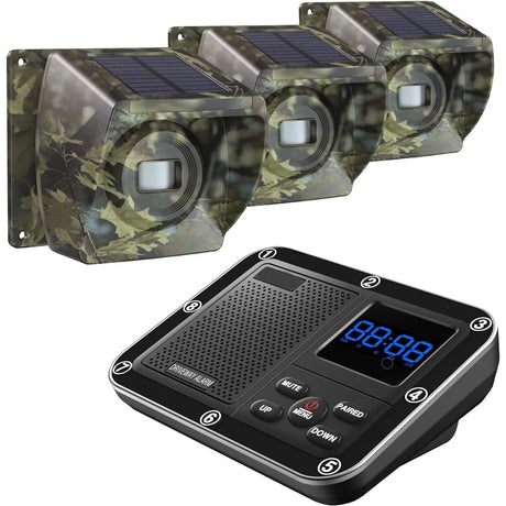 3 pack of transmitters and one receiver for Crow Alert Wireless Outdoor Motion Detector Driveway Alarm System