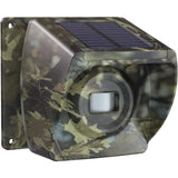 Camouflage Crow Alert Add-on Wireless Outdoor Motion Sensor Transmitter with a visible solar panel on top and a lens in the front, designed for outdoor use.