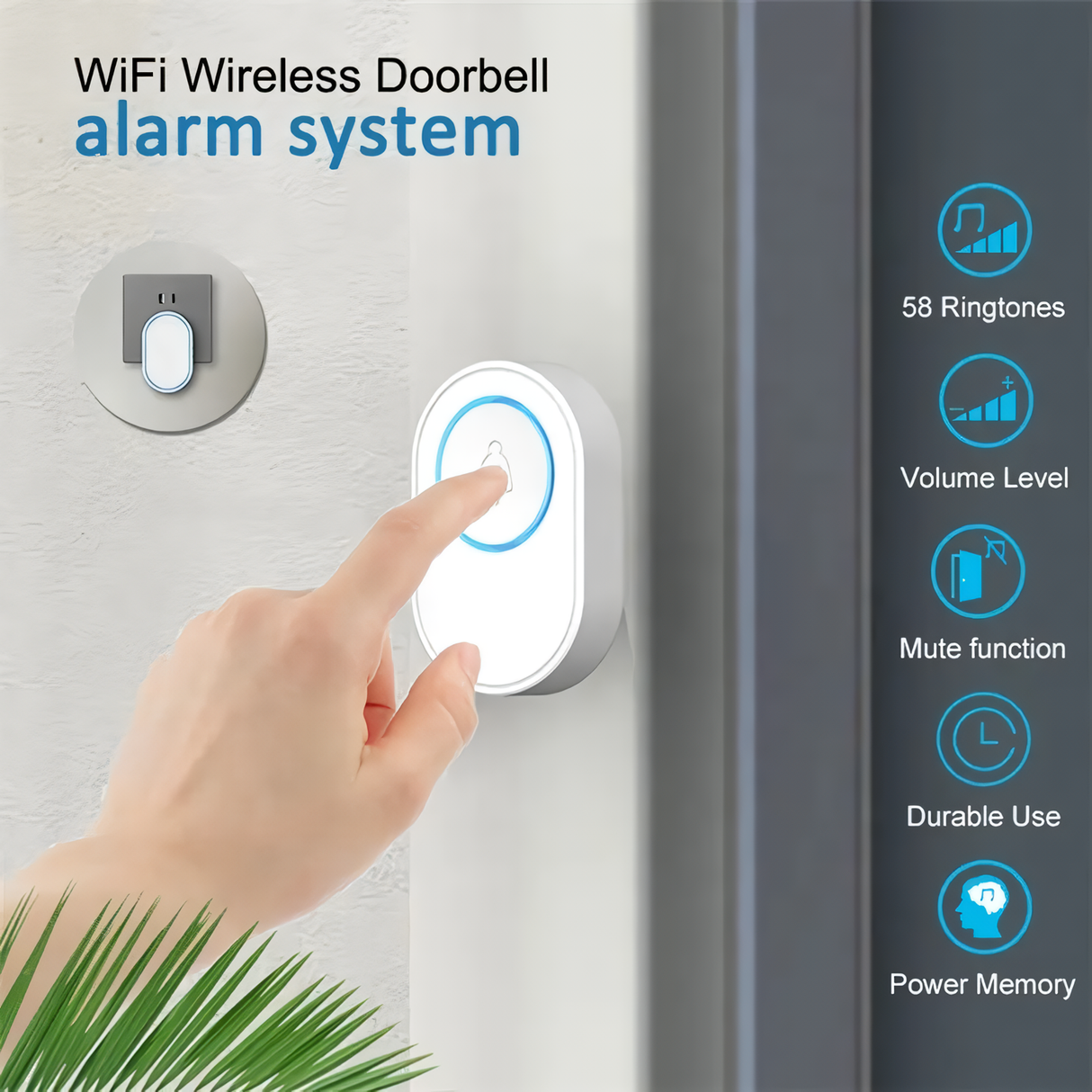 Diagram illustrating features of Crow Alert Smart WiFi Waterproof Doorbell Visitor Chime Alarm 85dB