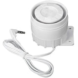 White wired external siren and mounting bracket for Crow Alert Smart WiFi Wireless Home Security 4G Alarm System Plus