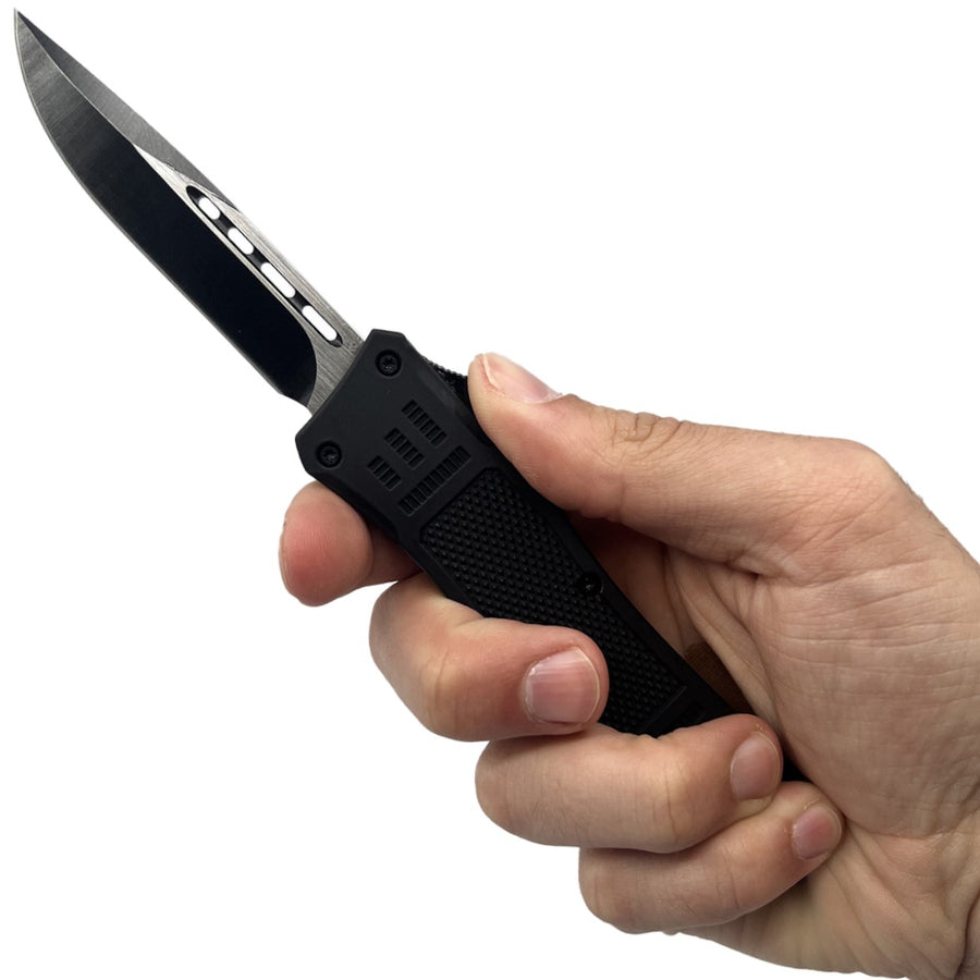 Streetwise™ Automatic OTF Steel Knife 3.25" w/ Glass Breaker & Sheath