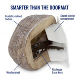Keychain with a secret compartment labeled 'Smarter Than The Doormat' on a white background.