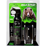 Black GrizGuard Bear Attack Deterrent Pepper Fog 7.9 oz. w/ Quick Access Holster in a packaging