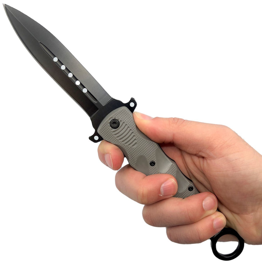Stainless Steel Folding Knife 4" w/ Fingerloop & Ultralight ABS Handle