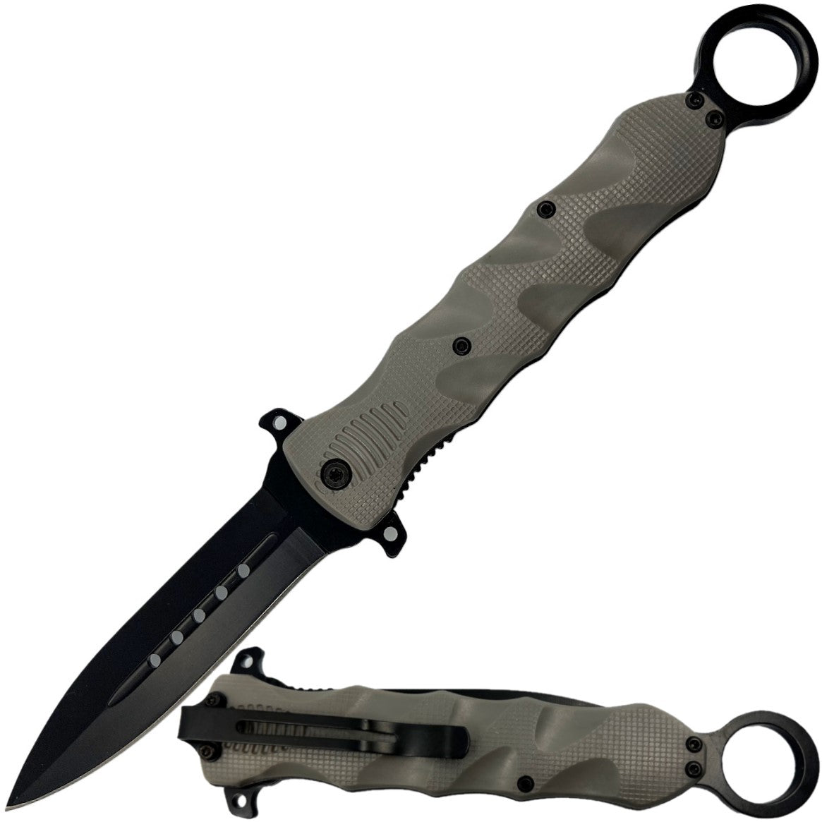 Stainless Steel Folding Knife 4" w/ Fingerloop & Ultralight ABS Handle