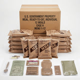 U.S. Government MRE (Meal, Ready-to-Eat) 12 pack packaging on a white background