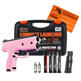Pink Byrna CL Pepper Non-Lethal Self-Defense Projectile Gun Bundle containing CL Compact Launcher, Magazines, 8-Gram CO2 Cylinders, Tube of Projectiles and carrying case