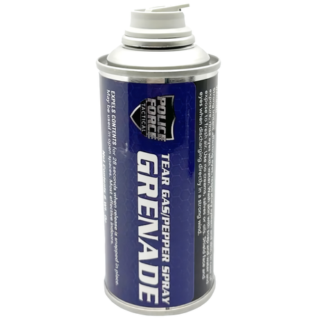  6 oz. Police Force Tactical Tear Gas Pepper Spray Fog Throwing Grenade with cap removed