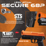 infographic showcasing response ready trigger and set torque seal technology included in prepared2protect pepper gun