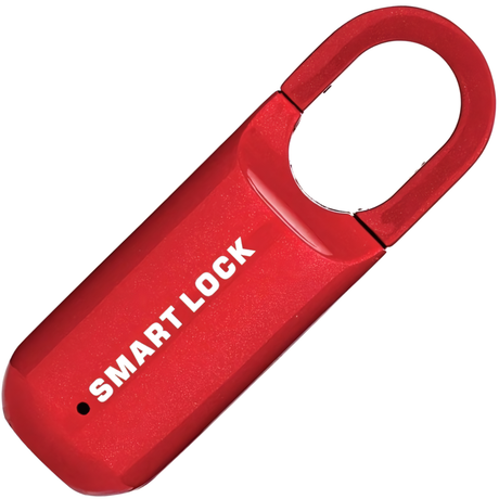A red slim portable keyless biometric fingerprint padlock from Gorillalock