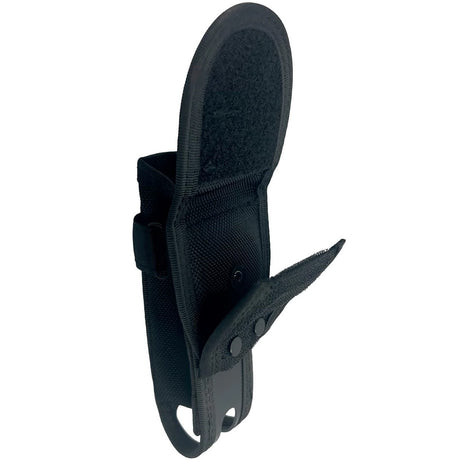 A black Rotating Universal Heavy-Duty Tactical Baton Holster with Velcro unstrapped