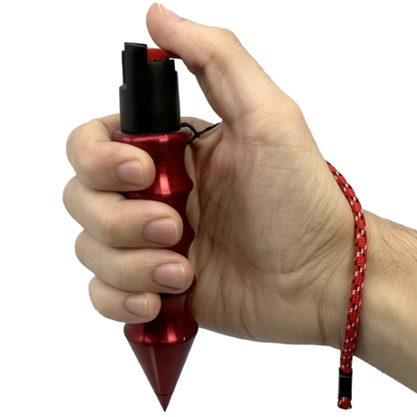 Hand holding Self-Defense Hammer Pepper Spray Kubotan w/ Wrist Strap