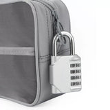 Silver GorillaLock Portable Waterproof Keyless 4-Digit Combination Padlock locked in zipped pouch