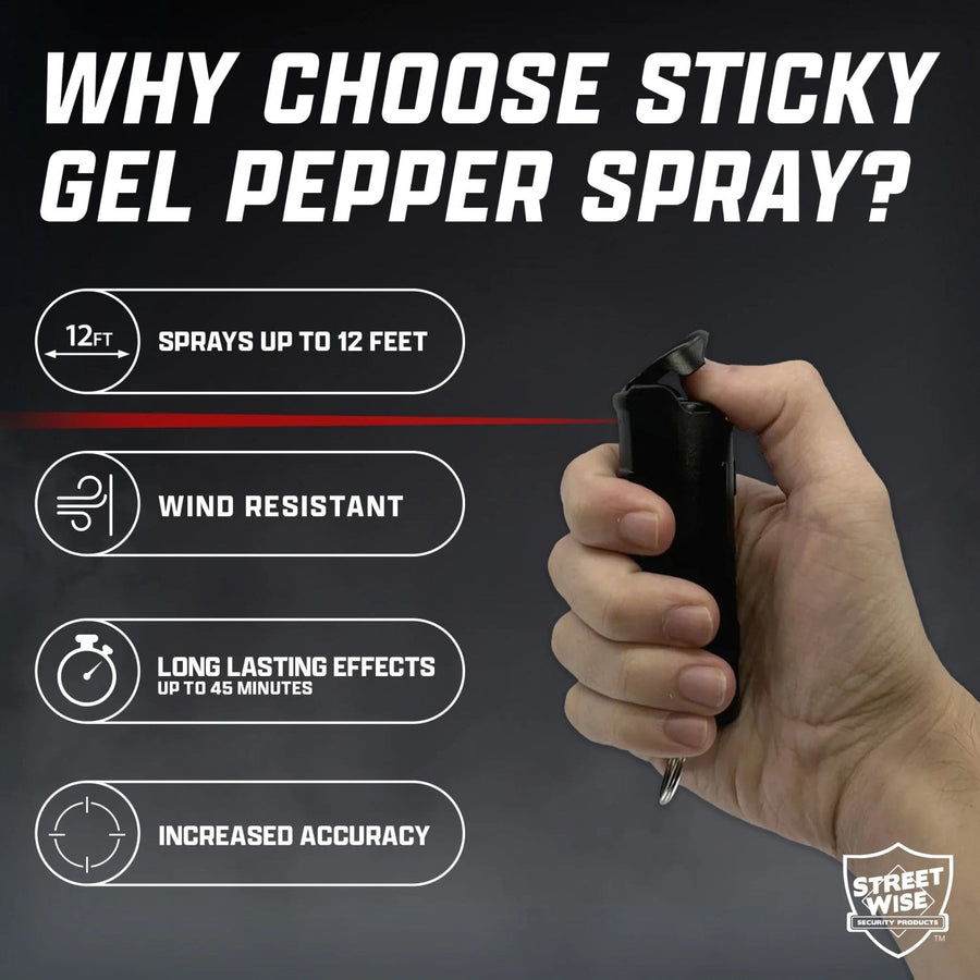 Streetwise™ Police Strength Sticky Gel Pepper Spray Keychain 1/2 oz.