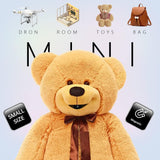Large teddy bear with the SpyWfi mini Cube camera hidden in its mouth and to other things, demonstrating the camera's small size