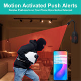 Graphic showing Burglar being detected by SpyWfi 360º Bendable Security Camera and how it pushes alerts on your smartphone