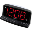 A black digital alarm clock radio with spy camera and hidden motion detection from SpyWfi