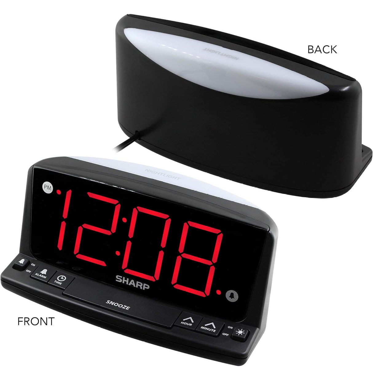 Front and back view of SpyWfi Alarm Clock Radio Hidden Motion Detection Spy Camera 4K UHD WiFi