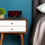 SpyWfi Alarm Clock Radio Hidden Motion Detection Spy Camera 4K UHD WiFi displayed on bedside table