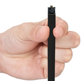 A hand holding a small black SpyWfi DIY Hidden Motion Detection Spy Camera 1080p HD WiFi
