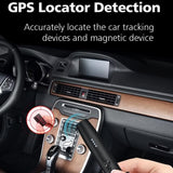 GPS Locator Detection feature graphic of SpyWfi Mini Pen showing how it can accurately locate a tracking and magnetic device in a car