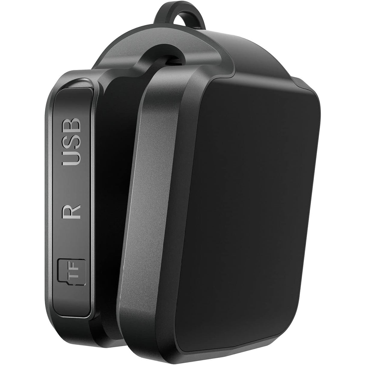 Side view of SpyWfi Mini Rechargeable LED Waterproof Body Camera 1080p HD DVR highlighting its clip design