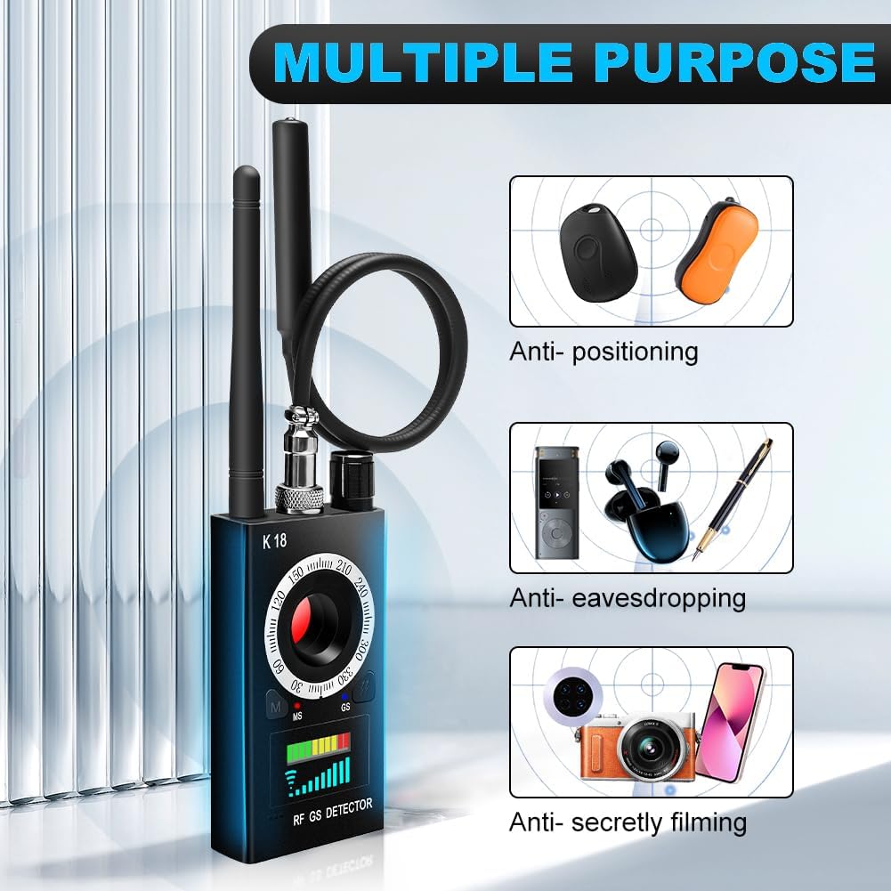 Multiple purpose of SpyWfi Rechargeable Hidden Camera & Wireless Signal Bug Detector includes anti positioning, eavesdropping and secretly filming