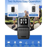 Graphic featuring Two buttons of SpyWfi Rechargeable Night Vision Police Body Camera 1080p HD WiFi - one for audio recording and one for video recording and other multiple features