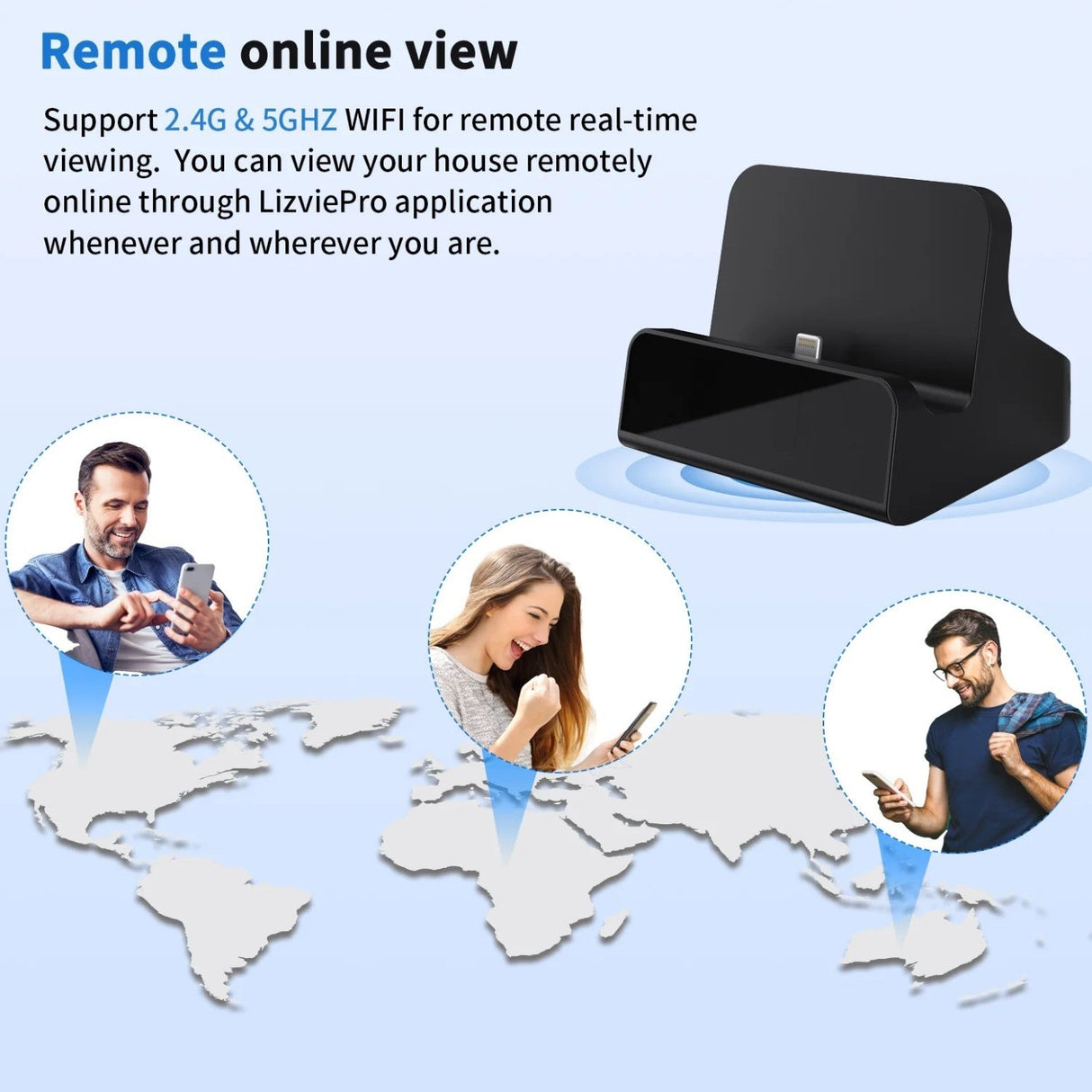 Remote real time viewing for SpyWfi USB-C iPhone Charger Hidden Motion Detection Night Vision Spy Camera 2K HD WiFi. You can view your house remotely online through a smartphone app