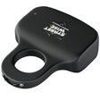 Front angle view of black streetwise sting ring knuckle stun gun, showcasing stun prongs