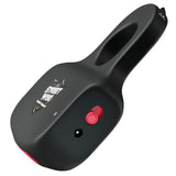 Side view of black sting ring rechargeable knuckle stun gun, with safety switch