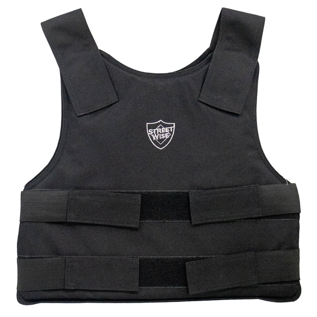 Front view of a Black Streetwise Bullet Proof Level IIIA NIJ Ballistic Vest 