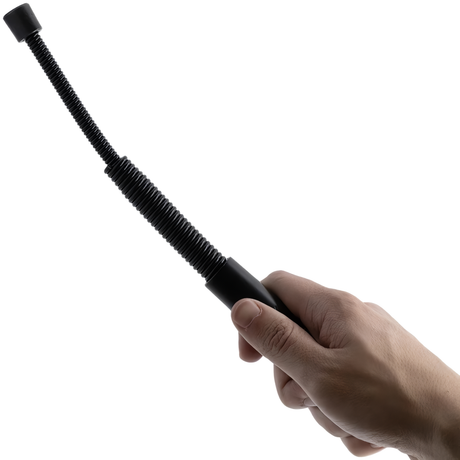 A hand bending a 12" Streetwise Expandable Steel Spring Coil Glass Breaker Baton 