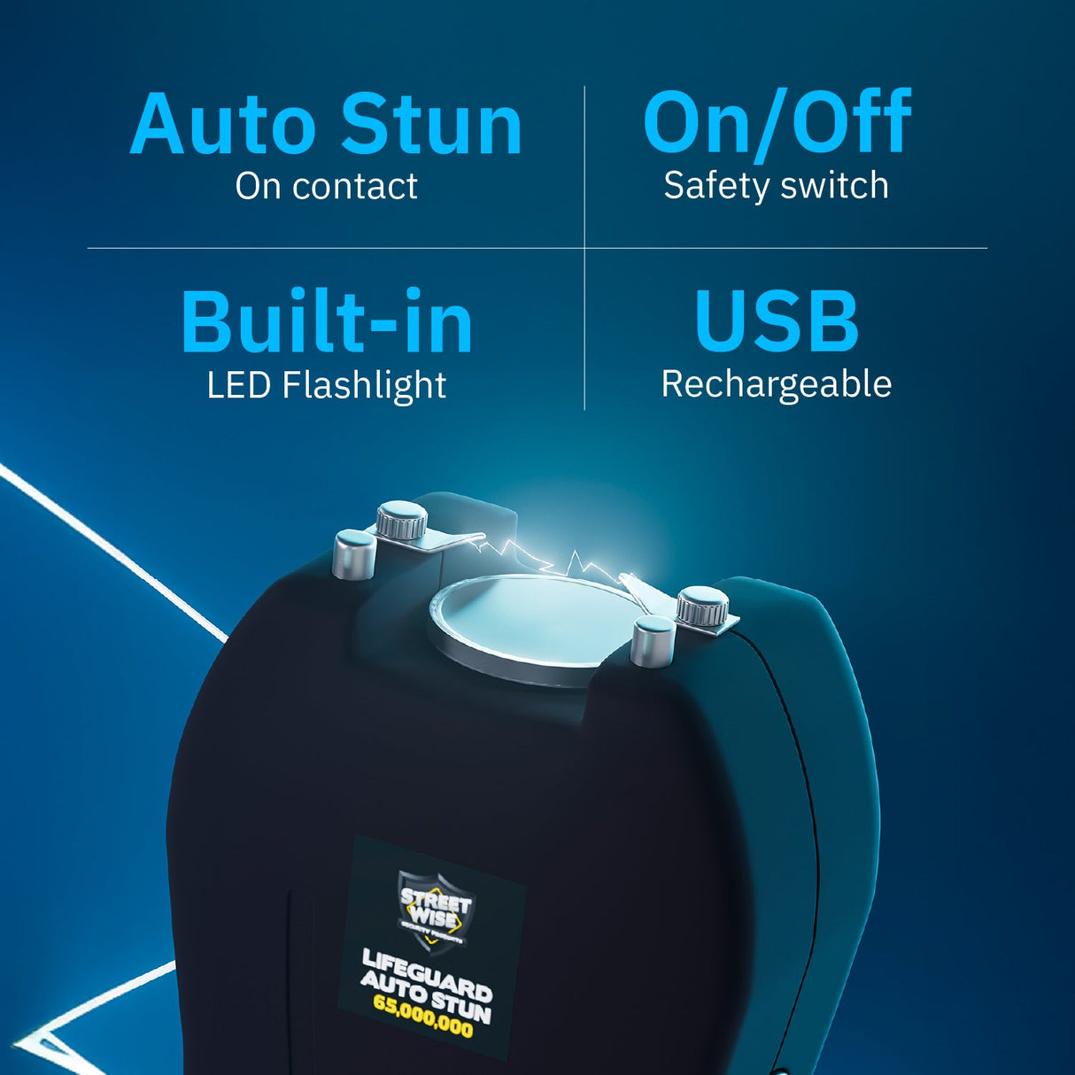 Features of Streetwise Lifeguard 65M Stun Gun with Auto Stun