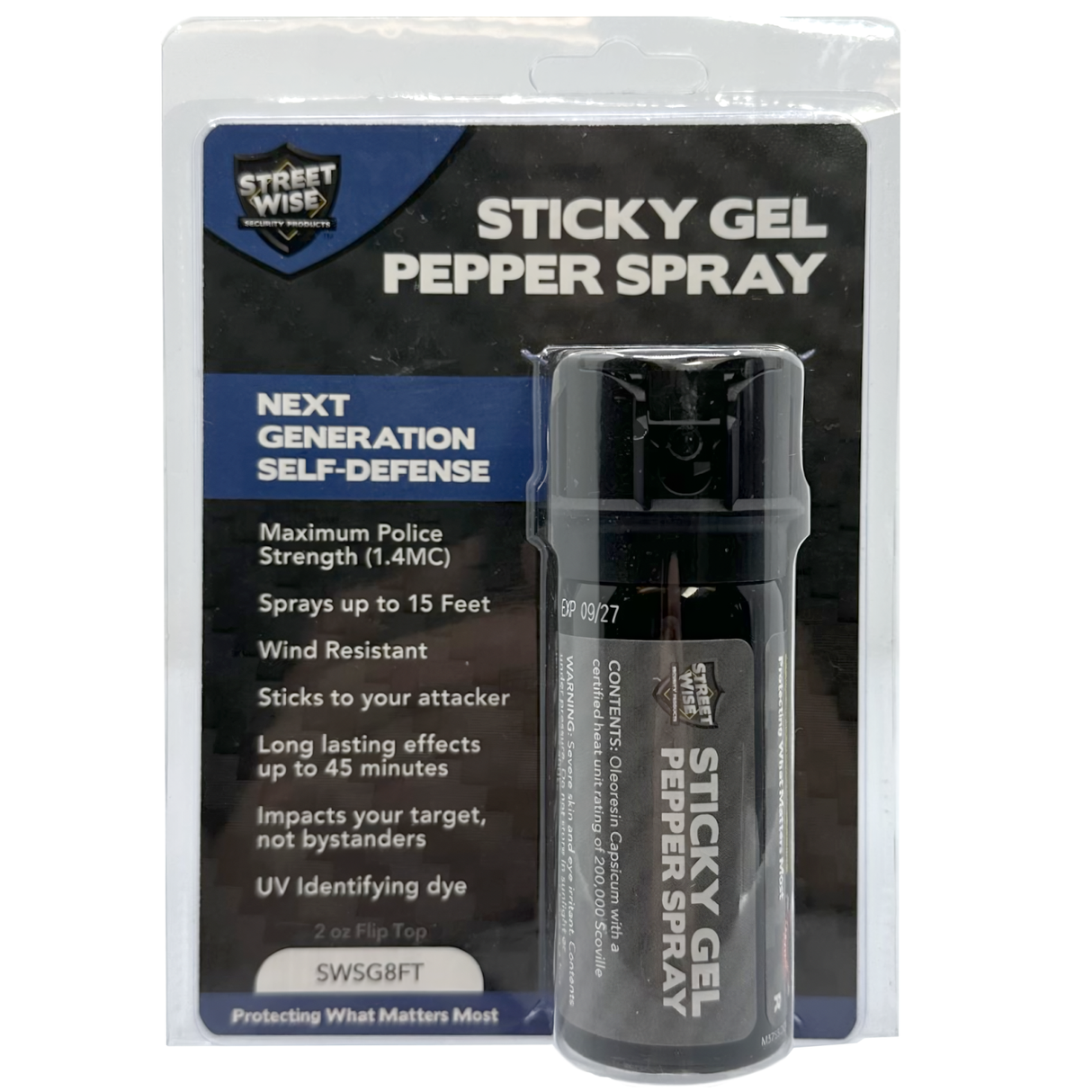 2 oz. Streetwise Police Strength Sticky Gel Pepper Spray in Packaging