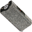 A mini keychain rechargeable LED stun gun from Streetwise, encased in a silver rhinestone covering