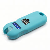 Teal keychain stun gun on white background