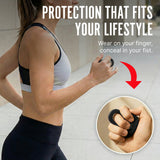 Promotional Graphic of Streetwise Sting Ring Rechargeable Stun Gun 18M and it shows how to use it.