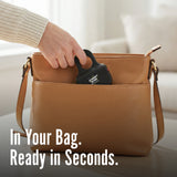 Black Streetwise Sting Ring Rechargeable Stun Gun 18M  being placed in a brown bag