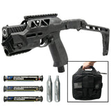 a whole entire set of the Streetwise The Heat Pepper Ball Launcher Folding Stock Deluxe Kit with accessories and bag.