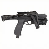 a view of the streetwise the heat pepper ball launcher with its folding stock from the kit on.