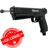 a view of a Streetwise The Heat Self-Defense Rubber Ball Launcher Gun being launched.