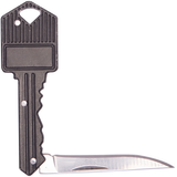 the fake house key that secretly contains a sharp 1.6” stainless steel blade that is part of the Stun gun pepper spray self defense keychain set.