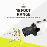 a graphic of the TASER Bolt 2 Self-Defense Compact Reloadable Shooting Stun Gun, showcasing its 15 foot range