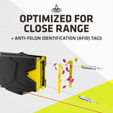 TASER X2 optimized for close-range defense showing AFID anti-felon identification tags and dual probe deployment