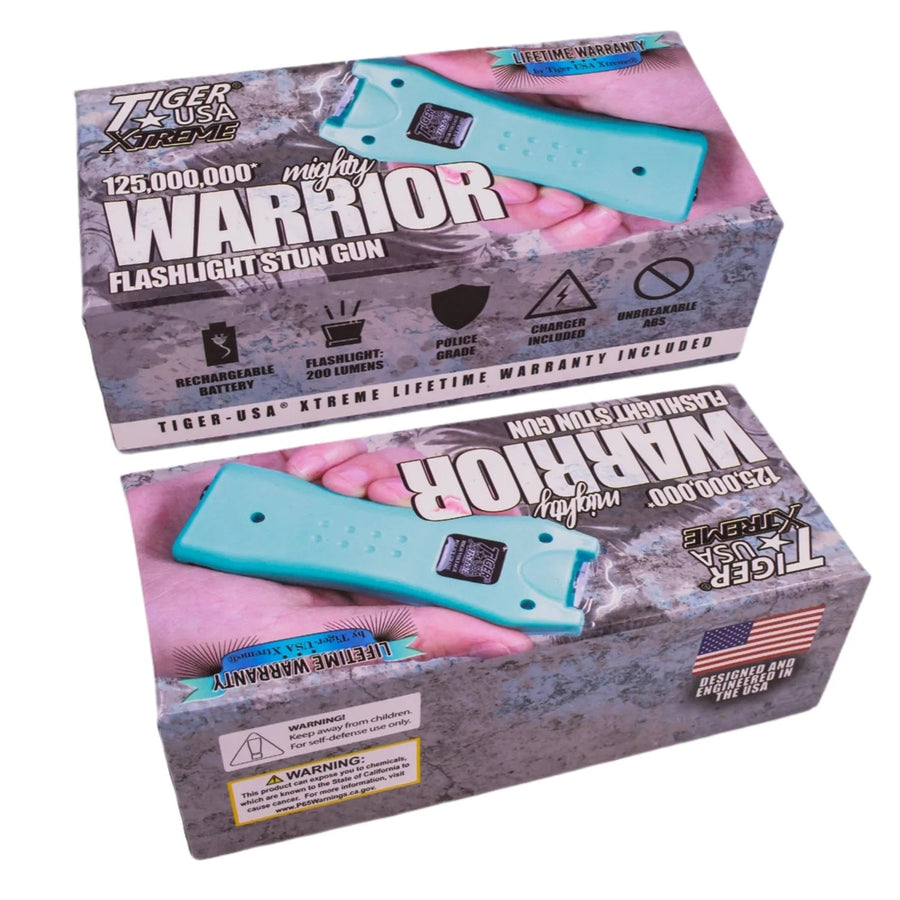 teal Tiger USA  Mighty Warrior stun gun package