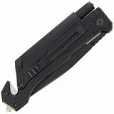 a black Tiger-USA 5-in-1 EDC Folding Survival Pocket Knife w/ LED Light & Fire Starter