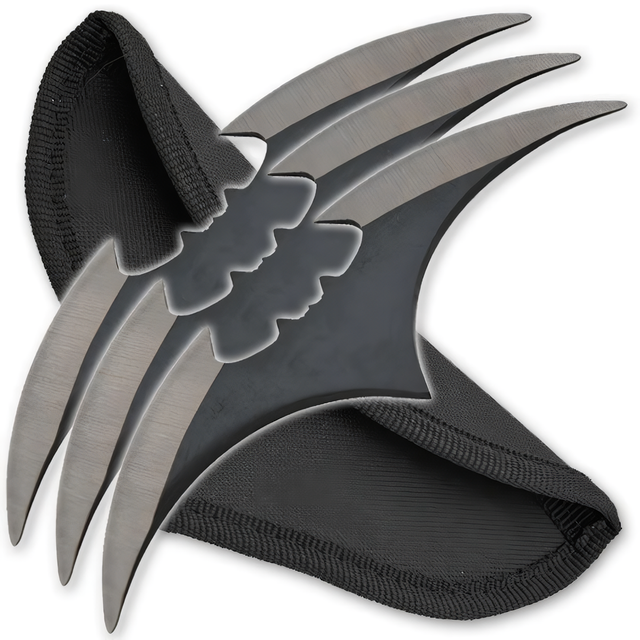 Two-Toned Stainless Steel Bat Throwing Blades 5.5" w/ Nylon Holster 3-pack