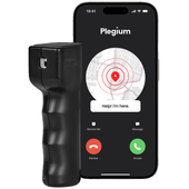 Plegium® Smart Mini Red UV Dye Marking Keychain Pepper Spray w/ Safety App - Keychain Pepper Spray in Hard Shell