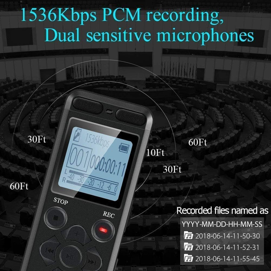 SpyWfi™ Voice Activated Rechargeable Audio Recorder 16GB